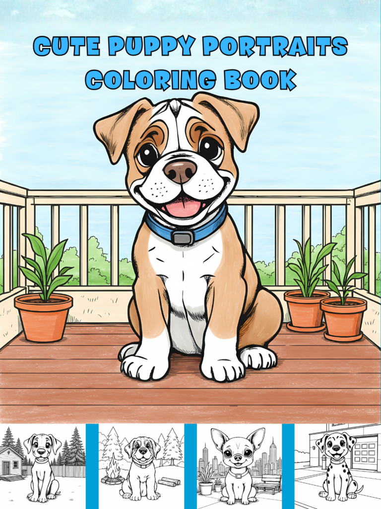 Cute Puppy Portraits Coloring Book