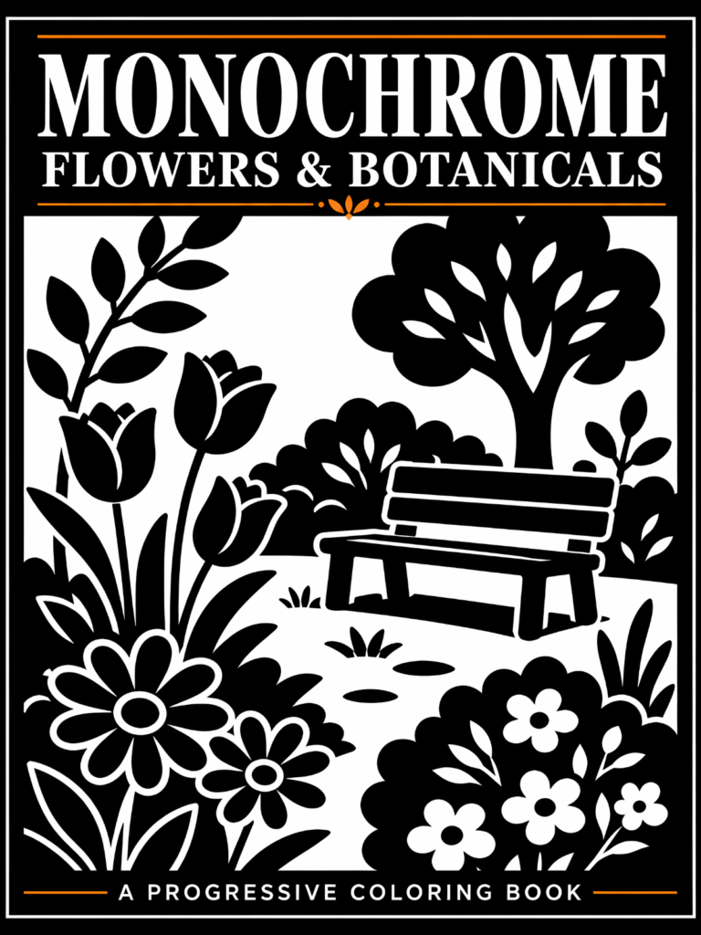 Monochrome Flowers & Botanicals Coloring Book