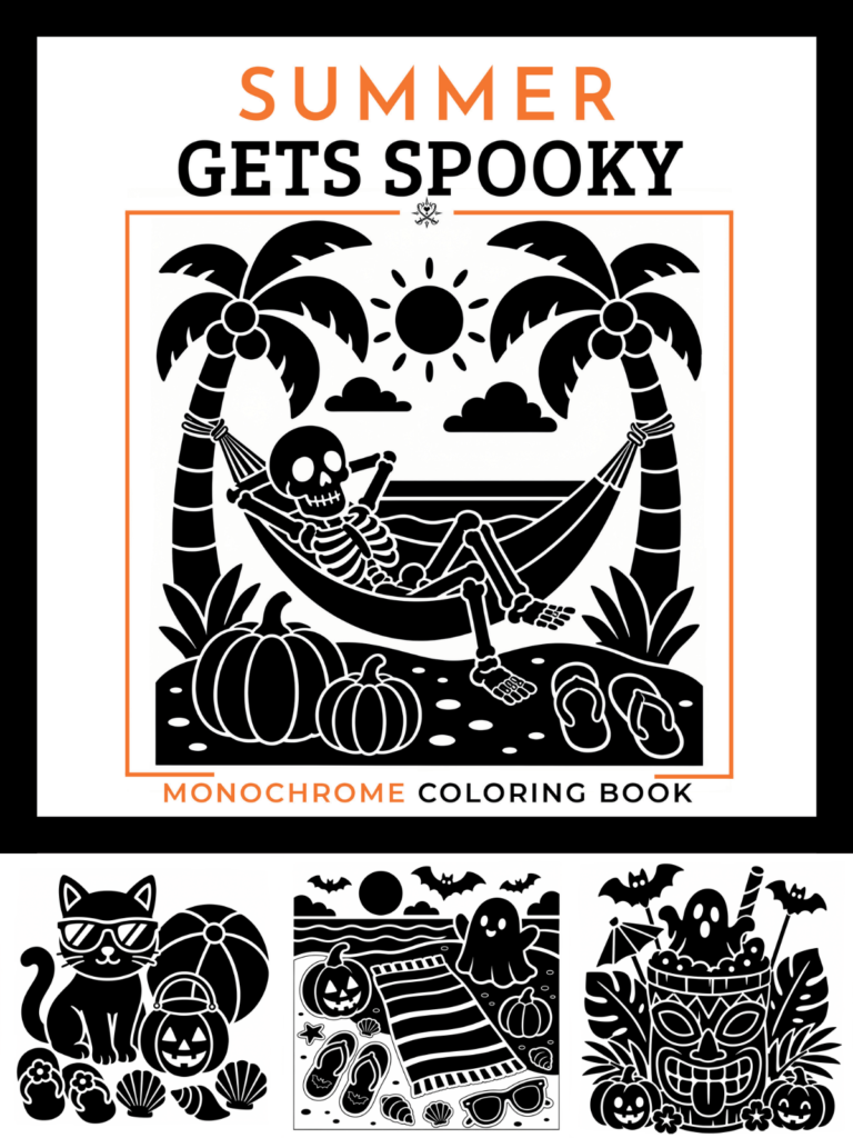 Summer Gets Spooky Monochrome Coloring Book